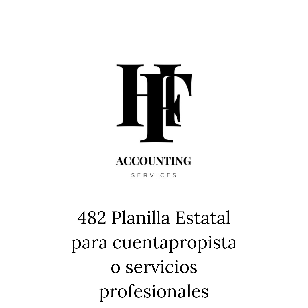 482 Planilla Estatal para cuentapropista o servicios profesionales